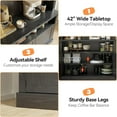 thumbnail image 5 of Studyset Coffee Bar Cabinet with LED Lights 72" Tall Buffet Cabinet with Storage Farmhouse Kitchen Sideboard Tall Coffee Hutch with Microwave Stand Wine Rack Glass Shelf Dining Room, 5 of 7