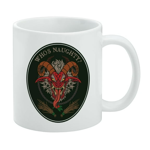 Krampus Who's Naughty Christmas Holiday White Mug