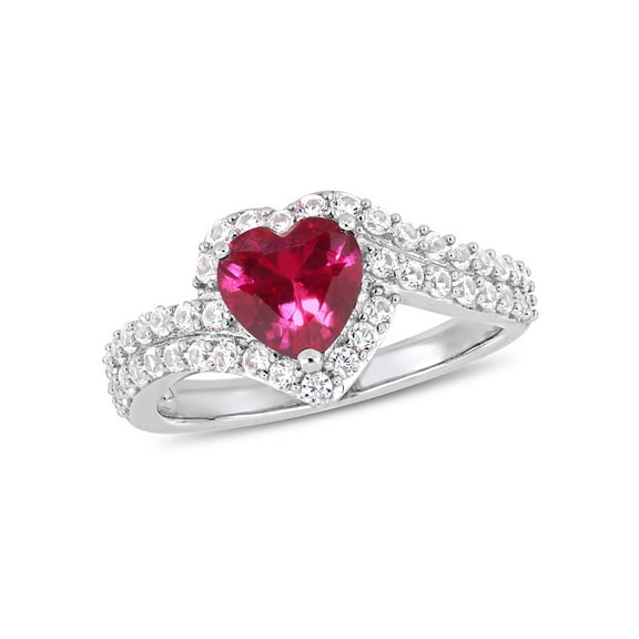 2.49 Carat (Ctw) Lab-Created Ruby and White Sapphire Ring in Sterling Silver for Women