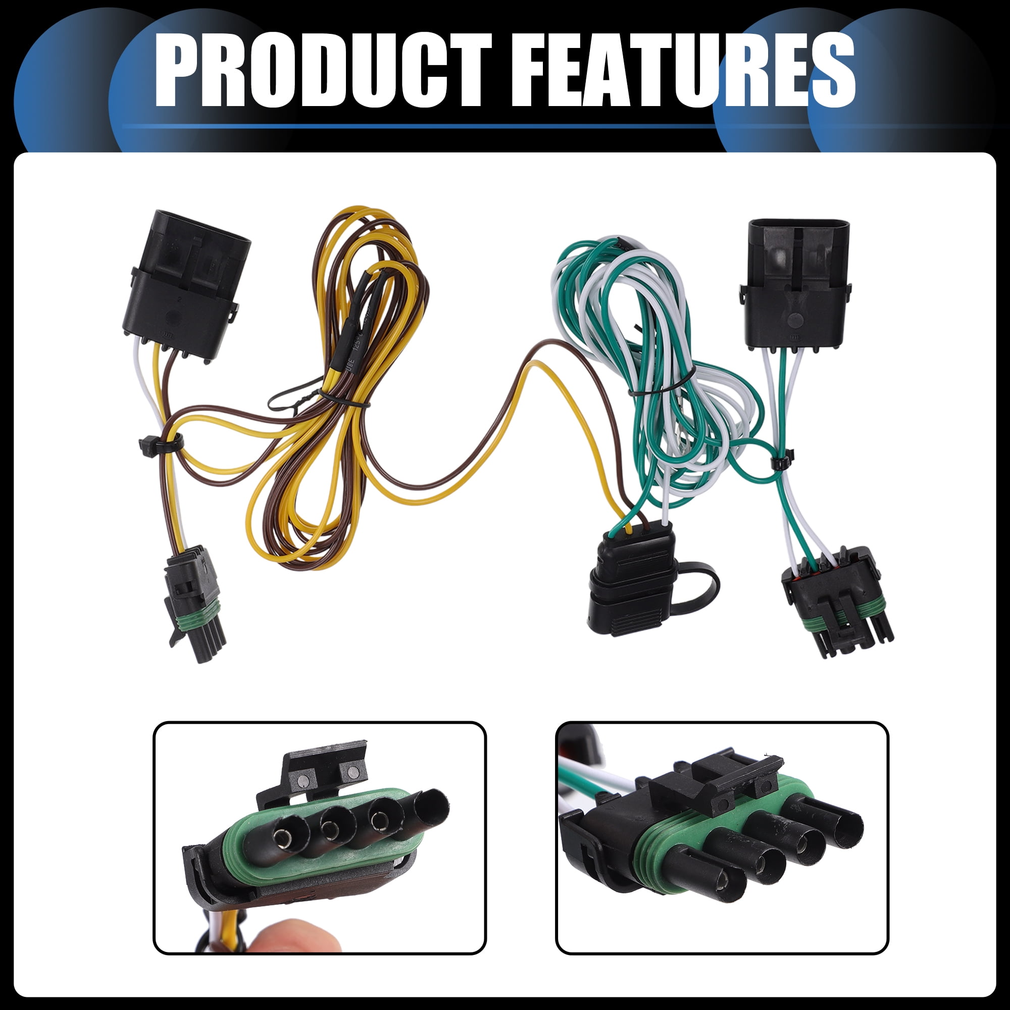 Unique Bargains 4 Pin Trailer Wiring Harness for Jeep Wrangler 1991-1997 and YJ 1991-1995