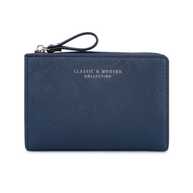 Cartera de mujer de gran capacidad, cartera corta, cartera de PU con estampado cruzado, cartera corta para mujer