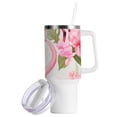 thumbnail image 2 of Flamingo Flowers Floral Leaves 40 oz Tumbler with Handle Insulated&nbsp;Travel Mug&nbsp;Lid Straw Leak Proof Steel Vacuum Water Bottles Glasses Fits in Car Cup Holder, 2 of 7