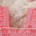 thumbnail image 5 of Toddler Baby Girl Outfits Summer Clothes Set Striped Bow Ruffle Strap Top and Shorts Set with Matching Bow Headband Tropical Beach Clothes Set 18-24 Months, 5 of 7