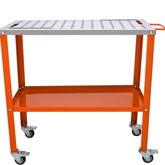 36x18 Inch Steel Welding Table with Wheels, 1200lb Capacity, Lockable Casters & Tool4 Tool Slots, 5/8-inch - Portable Workbench for Welding Projects