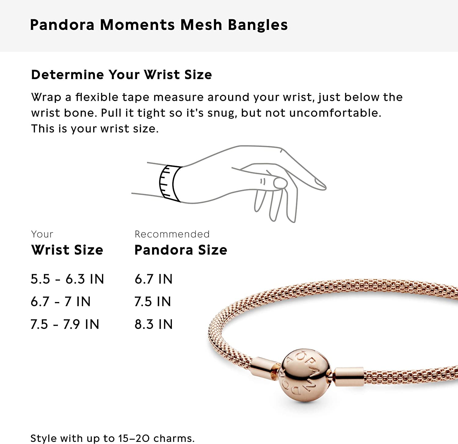 Pandora bracelet mesh discount