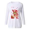 thumbnail image 4 of Navidad mujer Casual Elk estampado cuello redondo manga larga swertshirts bolsillos blusa camiseta Tops Pompotops gfhjh15146, 4 of 5