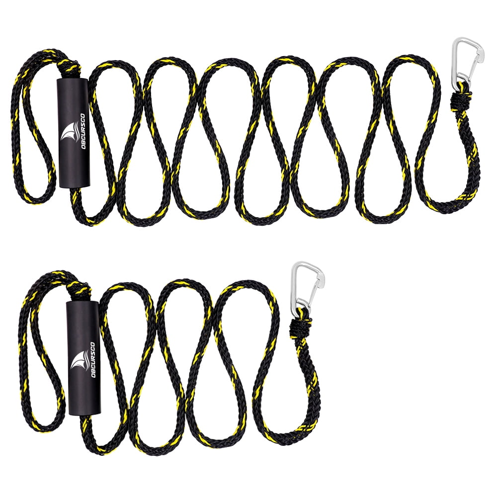 Double Braided Dock Line Boat Rope 2 pack with Stainless Hook Suitable for Fishing Boat /Jet ski Marine Ropes watercraft Boat Kayaking