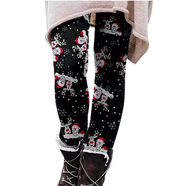 Pantalones Deportivos Yoga Gibobby estampados de Navidad para Mujer Pantalones elásticos ajustados largos (Negro, M)