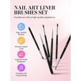 thumbnail image 2 of MelodySusie 6Pcs Nail Art Brush Set, Professional Painting Tools with Liner Flat Angled Gel Carved Brushes and Dotting Pen for Home and Salon, Colorful, 2 of 9