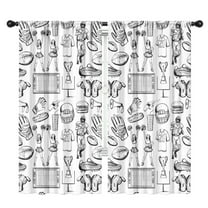 Blackout Kids Curtains,Black and White Football Elements Pattern Childrens Insulated Curtains Set Of 2,Bedroom Essentials,Toddler Room Decor 42"x84"