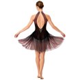 thumbnail image 2 of dPois Robe de Danse Lyrique Sans Manches à Strass Brillants pour Femmes, Dégradé de Couleur, Robe de Danse Moderne en Maille Rose Poussiéreux m, 2 of 5