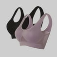 thumbnail image 2 of TTUHYWXI 2 PC Breathable Anti-Sagging Breasts Sports Bras for Women Cooling Comfort Wireless Plus Size Breathable Lift Up Air Bra (Black4, L), 2 of 3