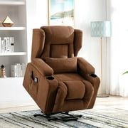 Comhoma Massage Recliner Chairs for Elderly with Heated Massage Power Control Recliner Sofa, Brown