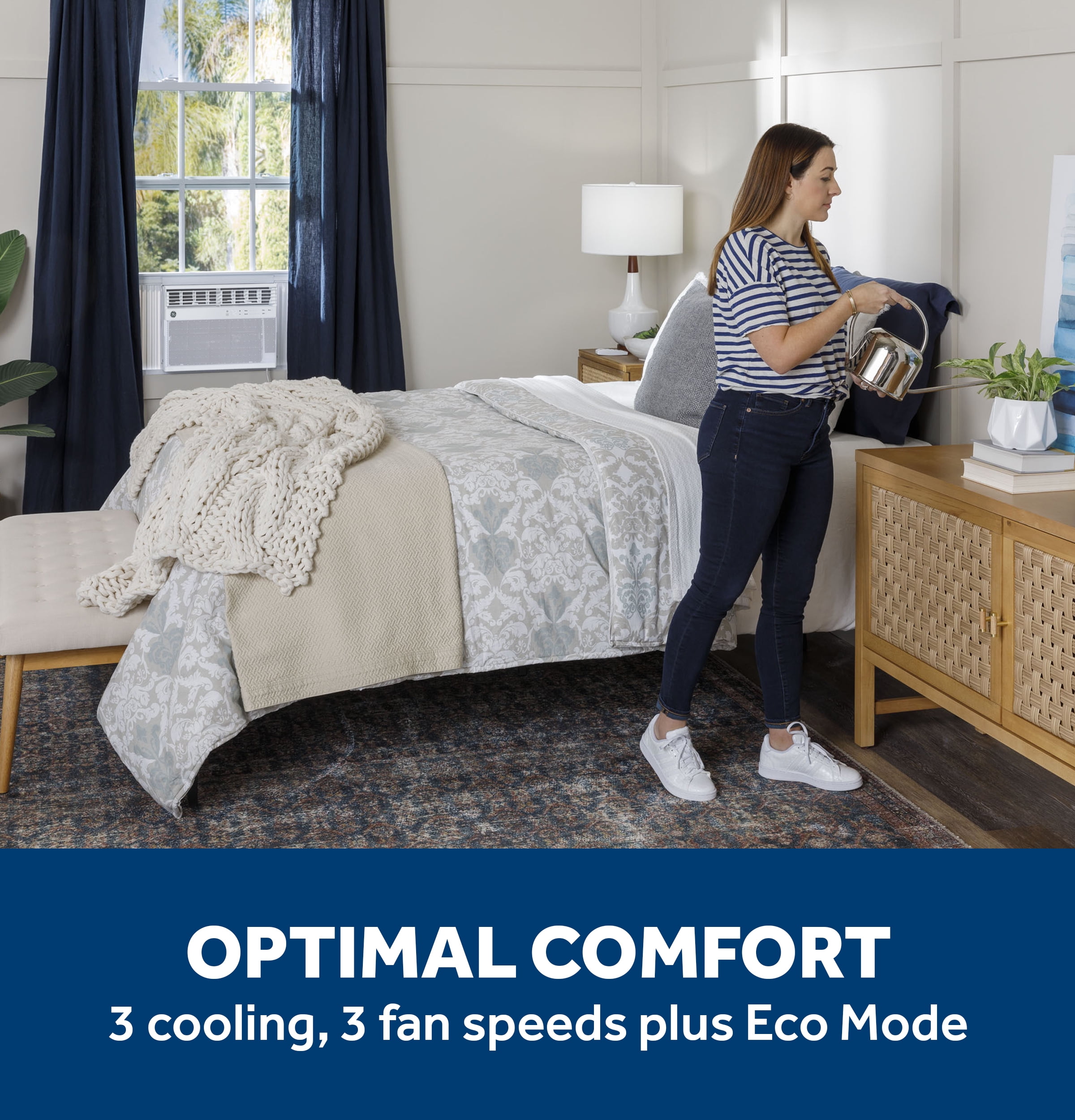 GE 10,000 BTU, 115V Smart Electronic Window Air Conditioner with remote, Covers up to 450 Sq. Ft., Wifi and Eco Mode