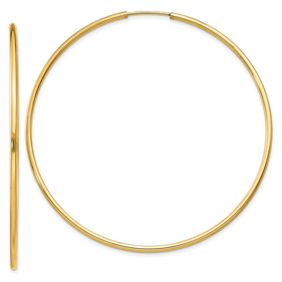 Primal Gold 14 Karat Yellow Gold 1.5mm Round Endless Hoop Earrings