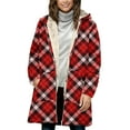 thumbnail image 2 of ClodeEU Women's Long Sleeve Hooded Plaid Print Jacket,Zip Fleece Lined Top Coat,Casual Jacket with Pockets Red,Womens Plus S, 2 of 5