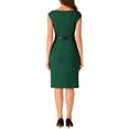 thumbnail image 3 of INSPIRE CHIC Office Dress for Women's Cap Sleeve Work Belted Elegant Sheath Dress M Dark Green, 3 of 5