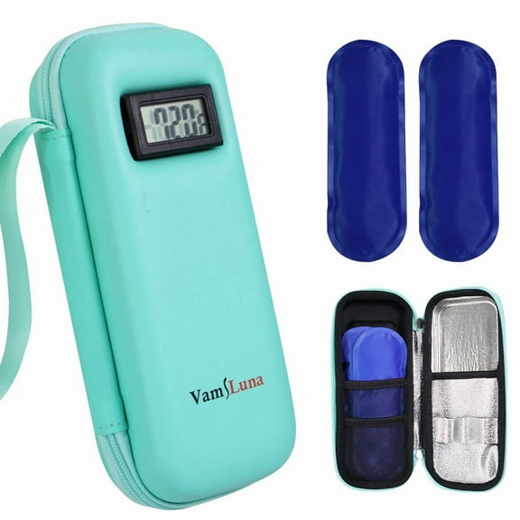 Insulin Cooler Travel Case with Digital Temperature Display & 2 TSA-Approved Ice Packs | Portable Diabetic Medicine Cooling Bag for Insulin Pens, Vials