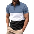 thumbnail image 2 of YHAJDS Zip Polo Shirt Men Casual Color Block Short Sleeve Collared Summer Top, 2 of 5