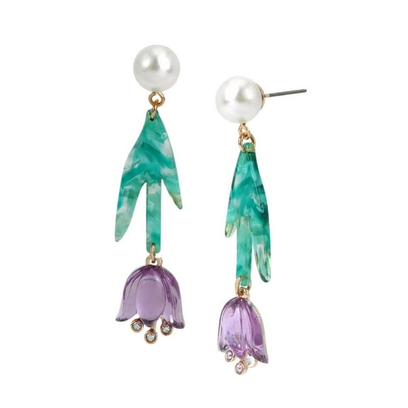 Betsey Johnson Women's Tulip Drop Earrings in Green Pink