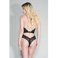 thumbnail image 3 of Music Legs Women's Halter lace teddy with waistband and a cheeky back 80054-BLACK, 3 of 6