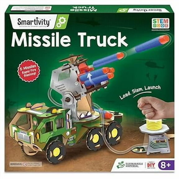 Smartivity DIY Military Vehicle for Kids 8-14 Years | Army Truck with Air Powered - Missle Launch System