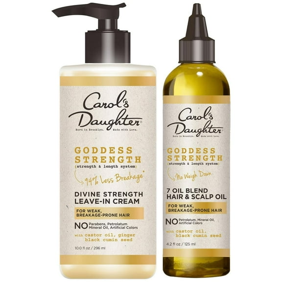 Carol's Daughter Goddess Divine Strength Leave In Conditioner & Castor Hair Oil Set, 10 & 4 fl oz