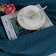 thumbnail image 5 of 100% Cotton Waffle Woven Soft Knit Throw Blanket for Bed Couch Sofa Teal Blue Throw(47" x 70"), 5 of 8