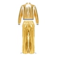 thumbnail image 4 of Haitryli Kids Girls Jazz Hip Hop Dance Outfit Metallic Long Sleeve Bomber Jacket And Pants Set Disco Party Dancewear Gold 12, 4 of 7