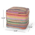thumbnail image 6 of Noble House Paisley Boho Jute and Chindi Pouf in Multicolor, 6 of 7