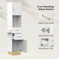 thumbnail image 4 of OmySalon Salon Storage Station, Barber Stations Beauty Salon Spa Equipment with 2 Drawers, 2 Storage Cabinet, 6 Hair Dryer Holders for Hair Styling, White Gold, 4 of 7