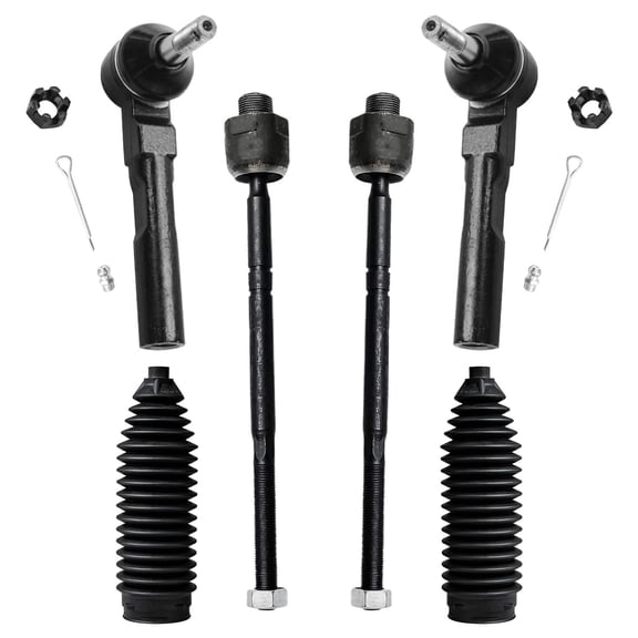 Detroit Axle - 6pc Front Tie Rods Kit for 99-06 GMC Chevy Sierra Silverado 1500, 4 Inner & Outer Tie Rod Ends 2 Boots 1999 2000 2001 2002 2003 2004 2005 2006 Replacement