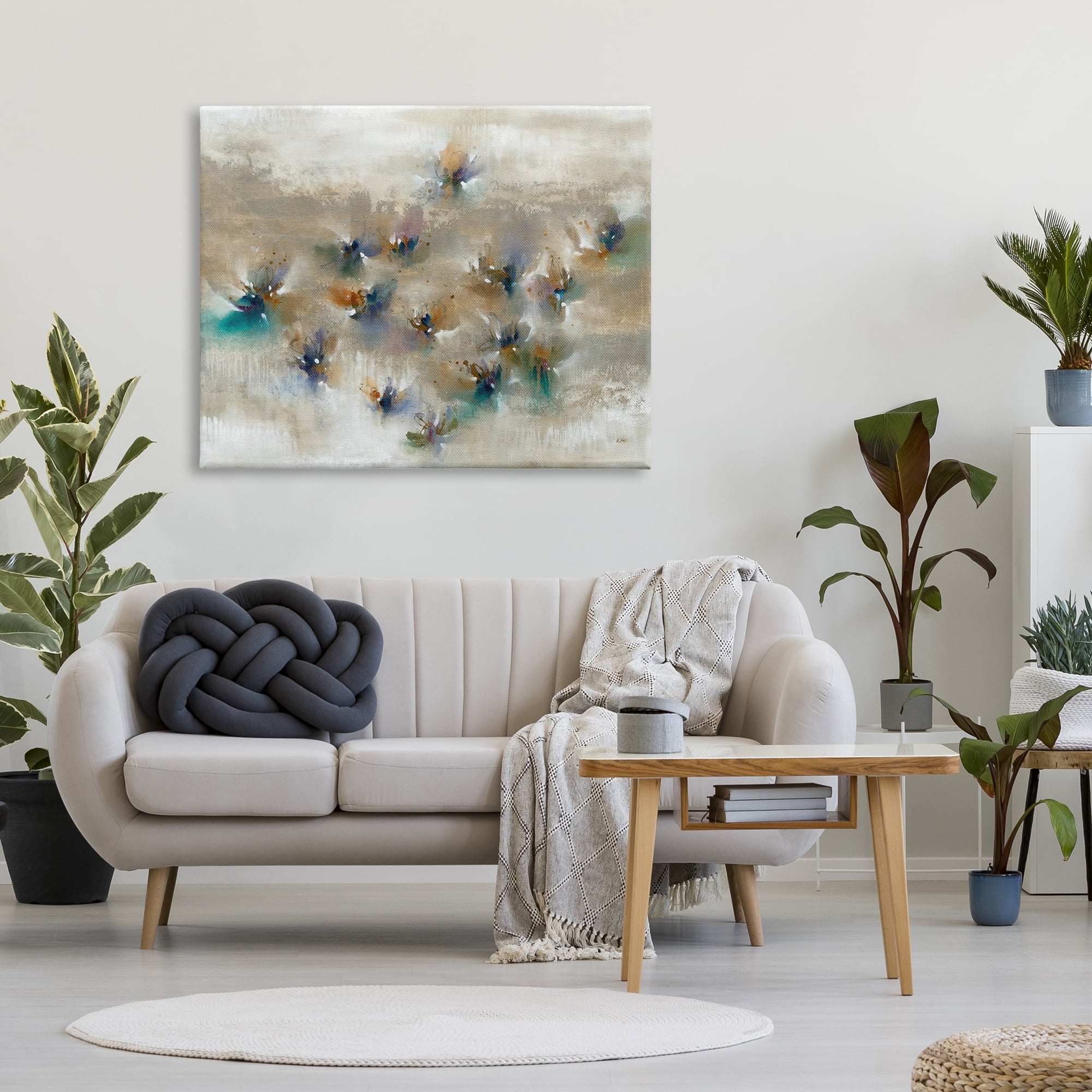 Stupell Industries Earthy Abstract Floral Petals Boho Paint Drip Painting Gallery Wrapped Canvas Print Wall Art, Design by K. Nari