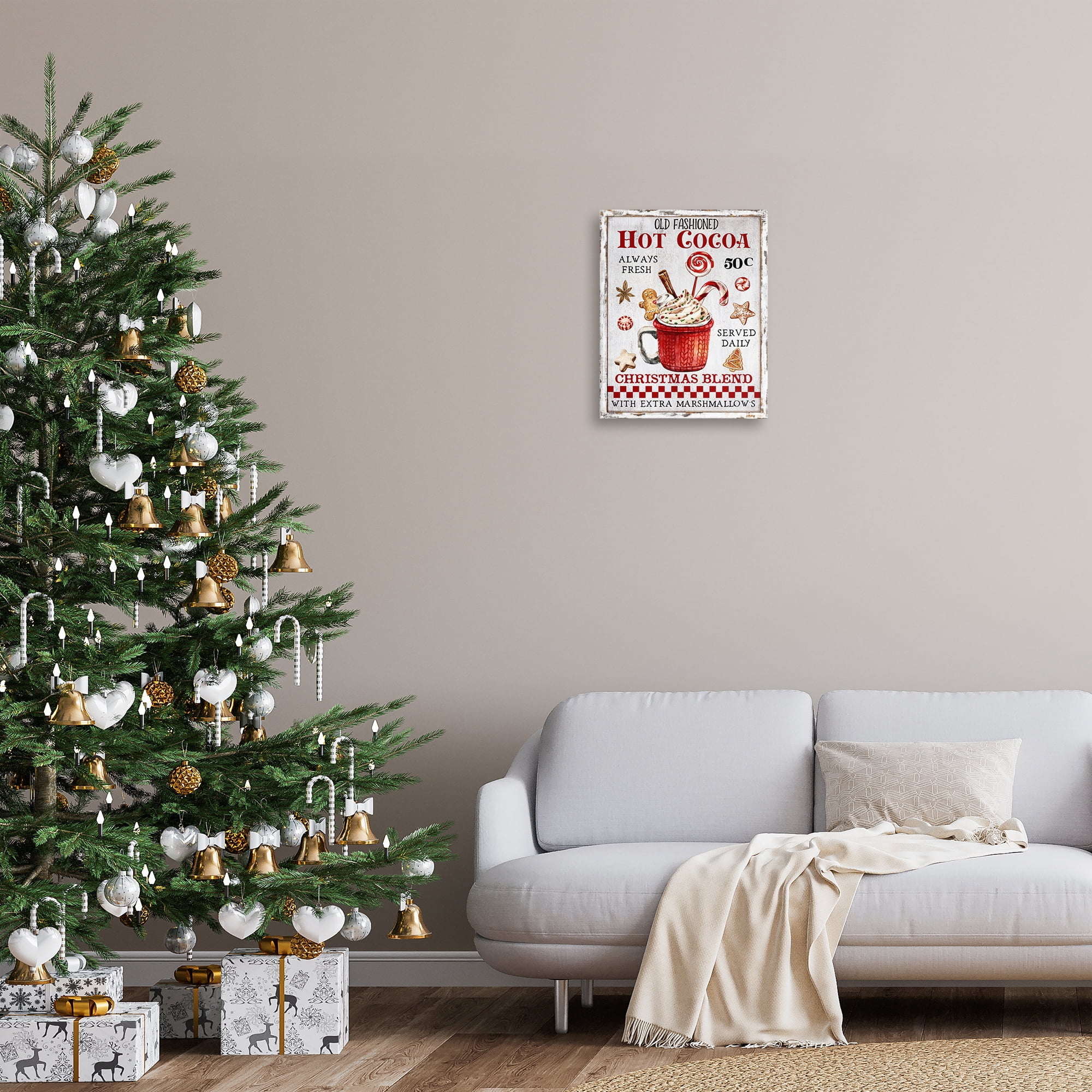 Stupell Industries Vintage Hot Cocoa Holiday Painting Gallery Wrapped Canvas Art Prints Wall Art, 16 x 20