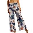 thumbnail image 3 of SLADYGLO Women Daisy Print Tie Waist Wide Leg Lounge Pants, 3 of 7