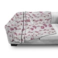 thumbnail image 3 of Leaves Soft Flannel Fleece Throw Blanket, Watercolor Style Composition of Blossoming Flowers Horizontal Lines, Cozy Plush for Indoor and Outdoor Use, 70" x 90", Pink and Pale Rust, by Ambesonne, 3 of 6