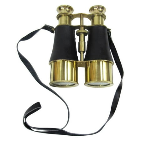 Brass Binoculars w/ Faux Leather Wrap (4874)