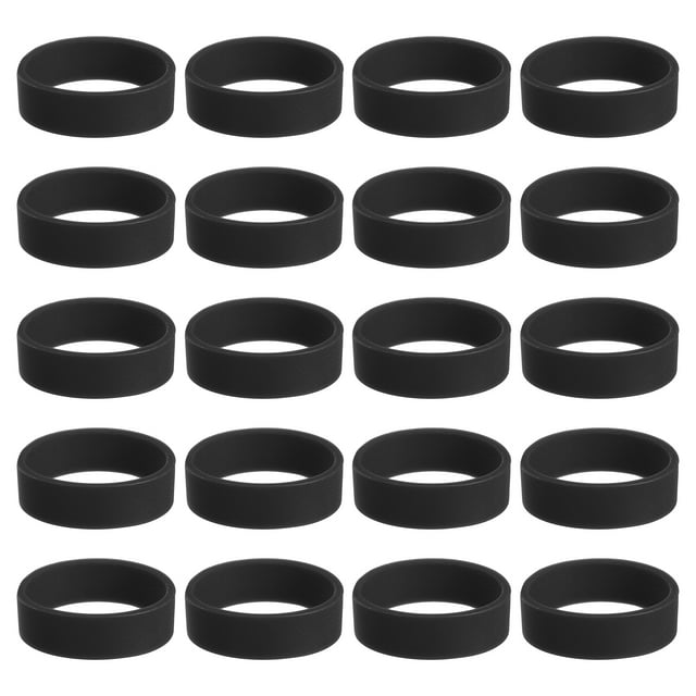 20Pcs Silicone Rubber Bands Non-slip 1.22 Inch Flat for Books, Black