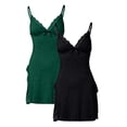 thumbnail image 3 of Xunmmm Womens Nightgown Deep V Neck Lace Trim Slit Sleep Dress Slit Bowknot Decor Sleep Spaghetti Dress, 3 of 6