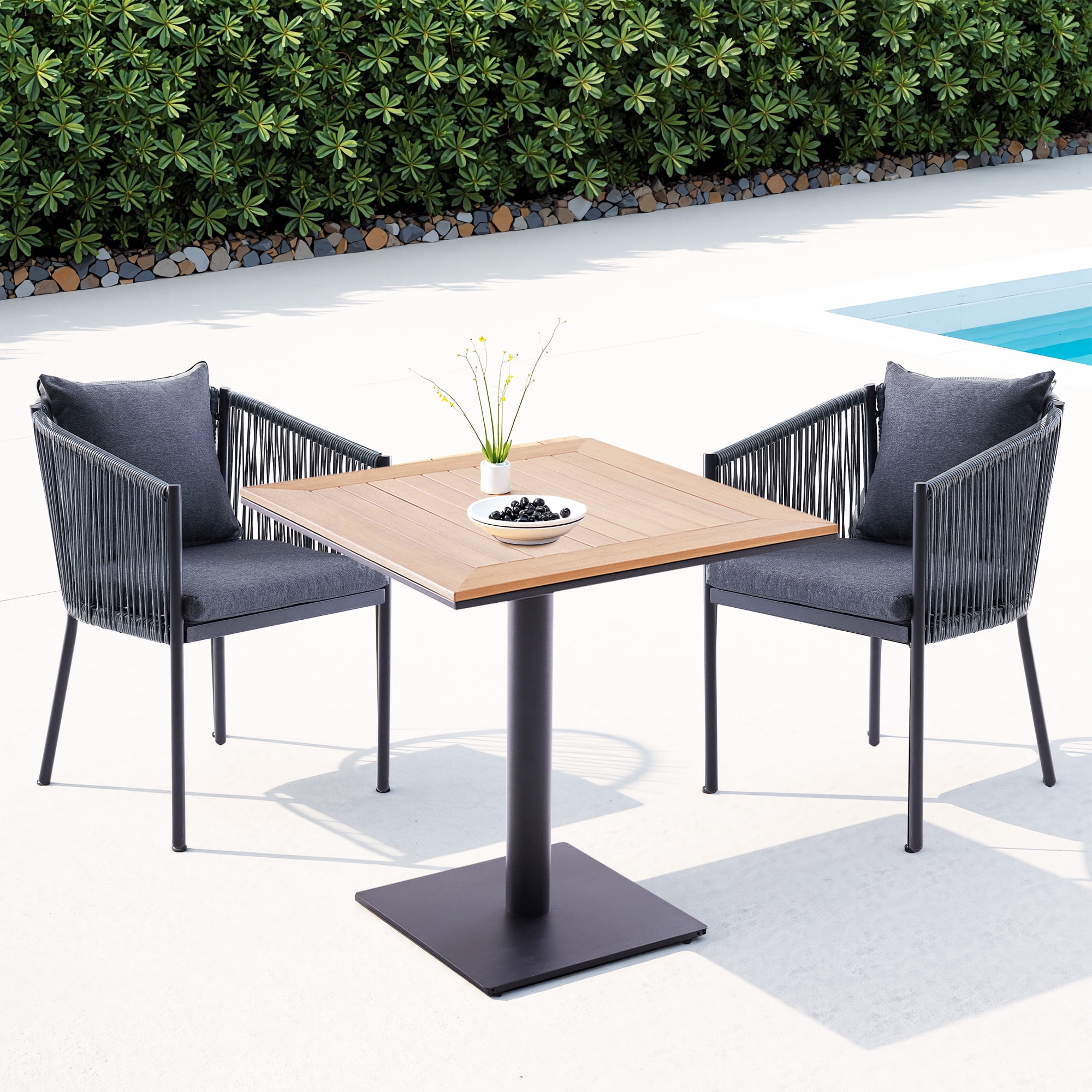 MAYEERTY Outdoor 2-Piece Rattan Patio Dining Chair Set with Cushions for Garden, Backyard & Poolside