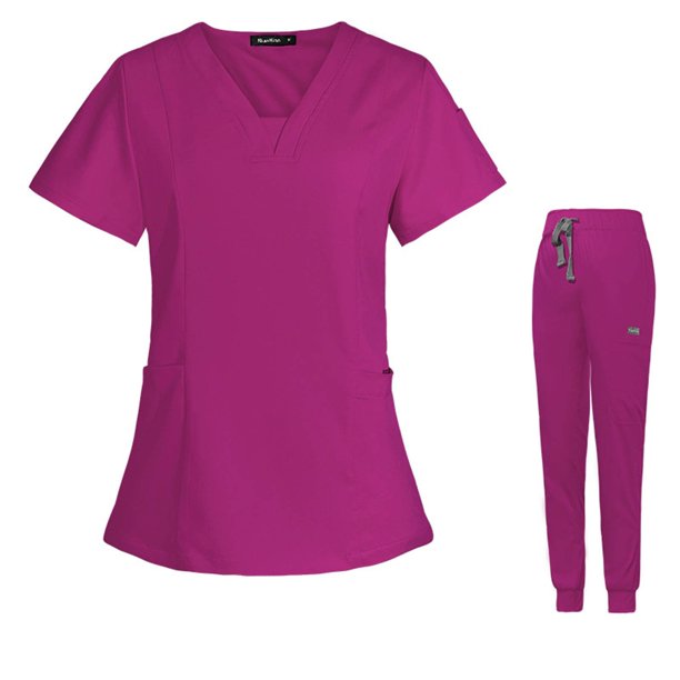 Jogger Scrubs for Women Sets, Alrise Solid VNeck Medical Unifrom Scrub