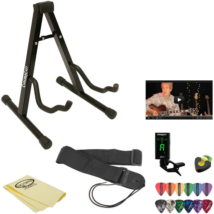 ChromaCast Acoustic Guitar Accessory Pack with Guitar Stand, Nylon