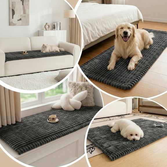 Pet Couch Cover for Dogs, Non-Slip Sofa Slipcover, Soft Fuzzy Washable Furniture Protector Mat for Pets (Dark Gray, 28" x 59")