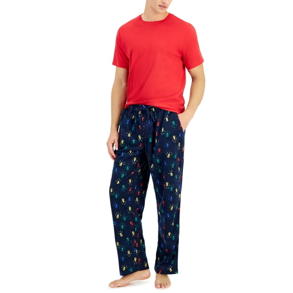 Club Room Mens Pajama Sleep Short Sleeve T Shirt Tango Red Medium