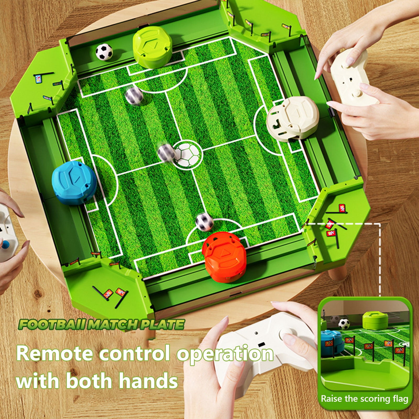 Remote Control Table Football Game, 2-Player Electronic Soccer Table for Kids, Parent-Child Competitive Indoor Game green