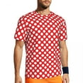thumbnail image 3 of White And Red Polka Dot Gym T-Shirt Summer Vintage Spot Print Street Style T Shirts Hip Ho, 3 of 5