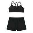 thumbnail image 3 of Alvivi Kids Girls Gymnastics Sports Cutout Back Crop Top with Booty Shorts Fitness Ballet Dancewear Black 14, 3 of 7