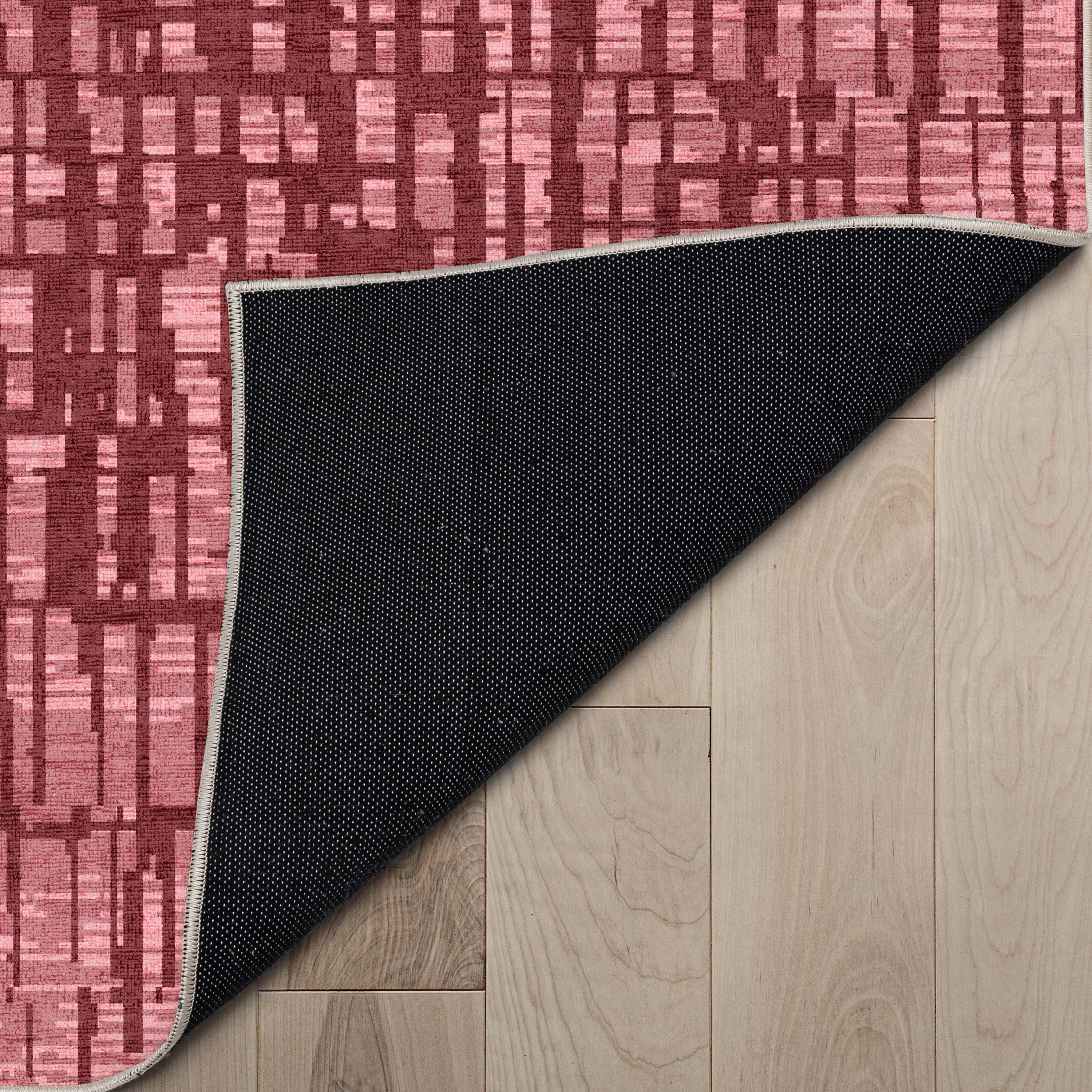 Well Woven Abstract Nightscape Modern Geometric Flat-Weave Red 5'3" x 7'3" Area Rug