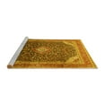 thumbnail image 2 of Ahgly Company Machine Washable Indoor Round Medallion Yellow Traditional Area Rugs, 4' Round, 2 of 4