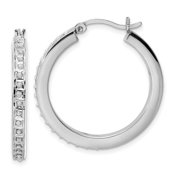 Auriga 925 Sterling Silver Platinum-plated Diamond Hoop Earrings for Women